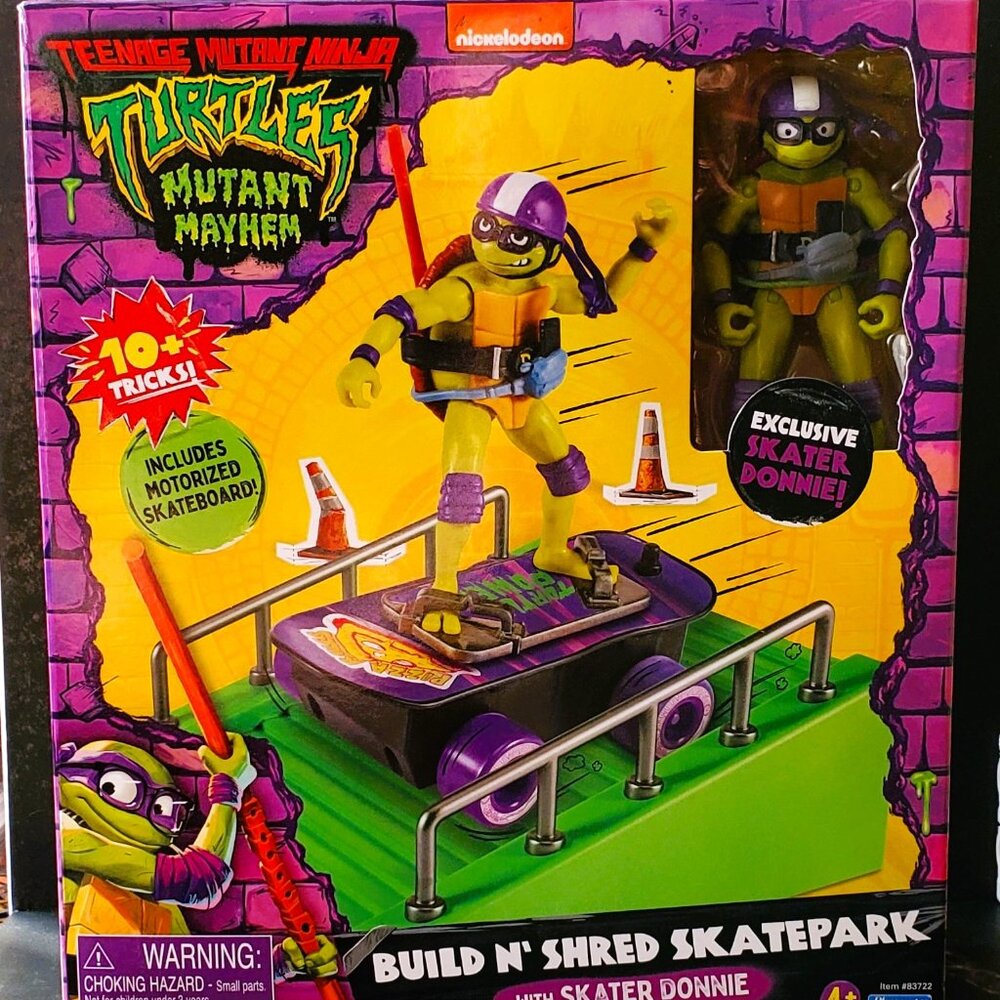 TMNT Mutant Mayhem Build N' Shred Skatepark w/Skater Donnie Playmate Toys New!